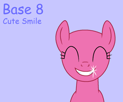 Size: 975x806 | Tagged: safe, artist:howardthebrony38, imported from derpibooru, earth pony, pony, a friend in deed, season 2, ^^, bald, base, eyes closed, female, grin, lavender background, ms paint, purple text, simple background, smile song, smiling, solo, text, trace