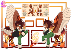 Size: 1280x887 | Tagged: safe, artist:malinraf1615, imported from derpibooru, oc, oc only, oc:golden flare, pony, bandage, bomber jacket, clothes, colored wings, jacket, multicolored wings, reference sheet, simple background, solo, transparent background, wings