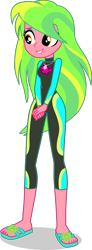 Size: 1546x4215 | Tagged: safe, artist:dustinwatsongkx, imported from derpibooru, lemon zest, equestria girls, clothes swap, female, fluttershy's wetsuit, geode of fauna, magical geodes, solo, swimsuit swap