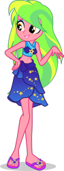 Size: 1566x4176 | Tagged: safe, artist:dustinwatsongkx, imported from derpibooru, lemon zest, human, equestria girls, clothes, clothes swap, female, sarong, solo, swimsuit, swimsuit swap, trixie's beach shorts swimsuit