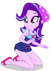 Size: 2898x3970 | Tagged: safe, artist:dustinwatsongkx, imported from derpibooru, starlight glimmer, human, equestria girls, beanie, clothes, clothes swap, female, geode of telekinesis, hat, magical geodes, solo, swimsuit, swimsuit swap