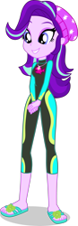 Size: 1527x4408 | Tagged: safe, artist:dustinwatsongkx, imported from derpibooru, starlight glimmer, human, equestria girls, beanie, clothes swap, female, fluttershy's wetsuit, geode of fauna, hat, magical geodes, solo, swimsuit swap