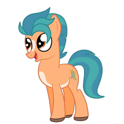 Size: 4000x4000 | Tagged: safe, artist:squipycheetah, imported from derpibooru, hitch trailblazer, earth pony, pony, g5, g5 to g4, generation leap, happy, missing accessory, open mouth, simple background, smiling, transparent background