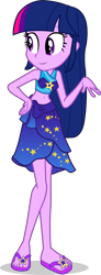 Size: 1566x4236 | Tagged: safe, artist:dustinwatsongkx, imported from derpibooru, twilight sparkle, human, clothes, female, sarong, solo, swimsuit, trixie's beach shorts swimsuit