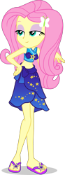 Size: 1491x4019 | Tagged: safe, artist:dustinwatsongkx, imported from derpibooru, fluttershy, human, equestria girls, clothes, female, sarong, solo, swimsuit, trixie's beach shorts swimsuit