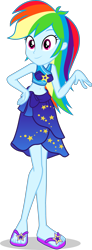 Size: 1454x3939 | Tagged: safe, artist:dustinwatsongkx, imported from derpibooru, rainbow dash, equestria girls, belly, belly button, clothes, female, sarong, solo, swimsuit, trixie's beach shorts swimsuit