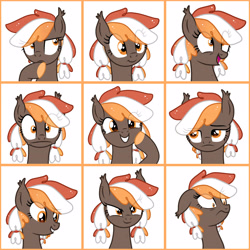 Size: 3464x3464 | Tagged: safe, artist:olivi, imported from derpibooru, oc, oc only, bat pony, pony, adoptable, art, base, character, commission, confused, cute, funny, happy, moodboard, orange eyes, orange hair, scared, shocked, smiling, smirk, thinking, your character here