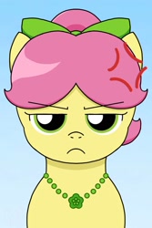 Size: 1067x1600 | Tagged: safe, artist:totallysilversakura, imported from derpibooru, earth pony, angry, bust, cross-popping veins, cute, emanata, female, frown, g5, madorable, mare, portrait, posey bloom, posey bloom is not amused, solo, unamused, vector