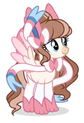 Size: 1220x1776 | Tagged: safe, artist:cstrawberrymilk, imported from derpibooru, oc, oc:strawberry milk, pegasus, pony, sylveon, clothes, costume, female, mare, nightmare night costume, pokémon, simple background, solo, transparent background