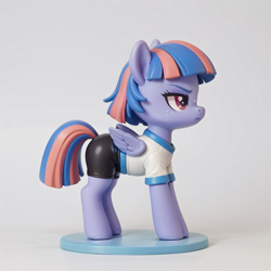 Size: 1024x1024 | Tagged: safe, imported from derpibooru, windy whistles, pegasus, ai content, ai generated, anonymous prompter, clothes, female, figurine, filly, foal, photorealistic, realistic, shirt, side view, solo