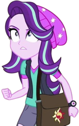 Size: 1594x2520 | Tagged: safe, edit, edited screencap, editor:homersimpson1983, imported from derpibooru, screencap, starlight glimmer, human, equestria girls, background removed, bag, beanie, equestria girls-ified, hat, not a vector, saddle bag