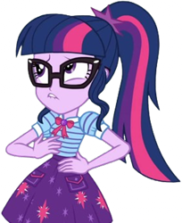 Size: 2055x2520 | Tagged: safe, edit, edited screencap, editor:homersimpson1983, imported from derpibooru, screencap, sci-twi, twilight sparkle, equestria girls, background removed, clothes, glasses, not a vector, ponytail, shirt, skirt