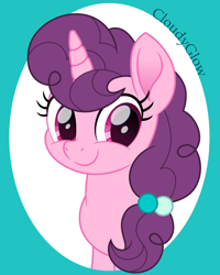 Size: 1440x1800 | Tagged: safe, artist:cloudy glow, imported from derpibooru, sugar belle, pony, unicorn, bust, female, horn, portrait, smiling, solo