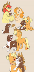 Size: 5128x10838 | Tagged: safe, artist:chub-wub, imported from derpibooru, applejack, bright mac, pear butter, winona, dog, earth pony, pony, alternate hairstyle, brightbutter, comic, cute, eyes closed, female, filly, filly applejack, jackabetes, male, mare, older, older applejack, open mouth, shipping, stallion, straight, unshorn fetlocks, winonabetes, younger