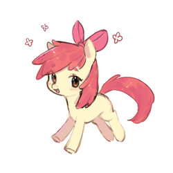 Size: 3000x3000 | Tagged: safe, artist:什锦蔬菜, imported from derpibooru, apple bloom, earth pony, pony, :d, adorabloom, blushing, cute, female, filly, foal, looking at you, open mouth, open smile, simple background, smiling, solo, white background