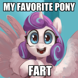 Size: 1300x1300 | Tagged: safe, artist:jewellier, imported from derpibooru, princess flurry heart, alicorn, pony, caption, image macro, meme, older, older flurry heart, text