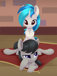 Size: 2348x3138 | Tagged: safe, artist:dusthiel, imported from derpibooru, dj pon-3, octavia melody, vinyl scratch, pony, lying down, prone, rug