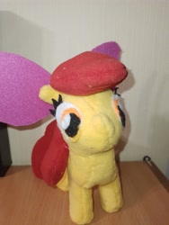 Size: 3000x4000 | Tagged: safe, artist:jbond, imported from derpibooru, apple bloom, earth pony, pony, apple bloom's bow, bow, female, filly, foal, hair bow, handmade, irl, photo, photography, plushie, solo