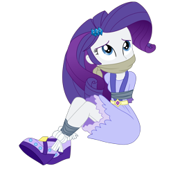 Size: 2500x2500 | Tagged: safe, artist:nie-martw-sie-o-mnie, imported from derpibooru, rarity, human, equestria girls, bondage, bound and gagged, cloth gag, clothes, dress, female, femsub, gag, my little pony equestria girls: legend of everfree, rarisub, simple background, solo, submissive, tape, tape bondage, transparent background