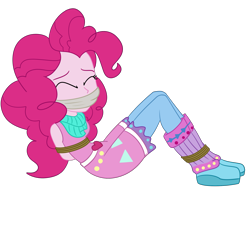 Size: 2000x2000 | Tagged: safe, artist:nie-martw-sie-o-mnie, imported from derpibooru, pinkie pie, human, equestria girls, bondage, bound and gagged, cloth gag, clothes, dress, eyes closed, female, femsub, gag, leg warmers, my little pony equestria girls: legend of everfree, pinkiesub, rope, rope bondage, simple background, solo, submissive, transparent background