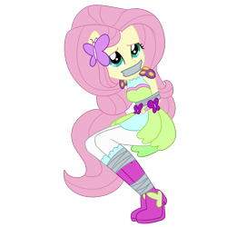 Size: 2000x2000 | Tagged: safe, artist:nie-martw-sie-o-mnie, imported from derpibooru, fluttershy, equestria girls, bondage, boots, butterfly hairpin, clothes, crystal guardian, female, femsub, fluttersub, gag, my little pony equestria girls: legend of everfree, shoes, simple background, sitting, solo, submissive, tape, tape bondage, tape gag, transparent background