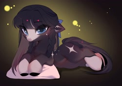 Size: 4096x2886 | Tagged: safe, artist:empress-twilight, oc, oc only, oc:obsidian limelight, pony, abstract background, female, hooves, lying down, mare, pillow