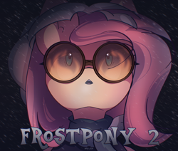 Size: 2600x2200 | Tagged: safe, artist:miryelis, imported from derpibooru, fluttershy, pegasus, pony, bust, clothes, fire, frostpunk, glasses, long hair, looking up, portrait, snow, solo, text