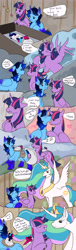 Size: 3055x10000 | Tagged: safe, imported from derpibooru, princess celestia, twilight sparkle, oc, oc:blue thunder, alicorn, canon x oc, diaper, female, foal, love, male, prince, princess, shipping, sleeping, straight, thundersparkle, twilight sparkle (alicorn)