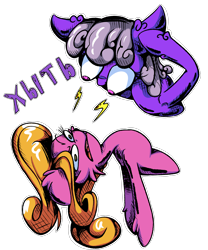 Size: 2060x2480 | Tagged: safe, artist:ybkathan, imported from derpibooru, shady, oc, oc only, oc:natrix capefiv, earth pony, pony, duo, g1, simple background, transparent background