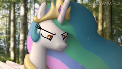 Size: 640x360 | Tagged: safe, artist:stormxf3, imported from derpibooru, princess celestia, alicorn, pony, female, forest, mare, nature, solo, tree