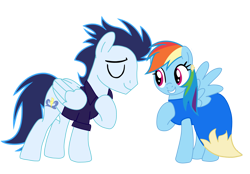 Size: 4081x2840 | Tagged: safe, artist:soarindasher10, imported from ponybooru, rainbow dash, soarin', pegasus, pony, clothes, cute, dashabetes, dress, female, if only, male, mare, shipping, simple background, soarindash, stallion, straight, transparent background