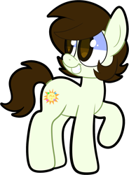 Size: 1189x1612 | Tagged: safe, artist:saveraedae, imported from derpibooru, oc, oc only, oc:kenning prance, earth pony, pony, brown eyes, brown mane, crossover, green fur, solo, the mark side