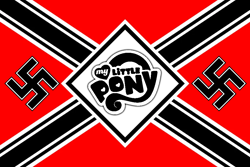 Size: 1024x683 | Tagged: safe, editor:dpr, imported from twibooru, altbrony, brony, brony flag, flag, image, mlpol, my little pony, nazi, nazi flag, png, swastika