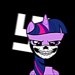 Size: 2048x2048 | Tagged: safe, editor:dpr, imported from twibooru, twilight sparkle, pony, unicorn, brony, fascism, fascist, image, mlpol, my little pony, nazi, png, skull mask