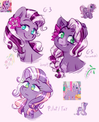 Size: 2000x2476 | Tagged: safe, artist:soniana_draws, imported from derpibooru, wysteria, earth pony, the princess promenade, alternate hairstyle, braid, female, flower, flower in hair, g3, g3 to g5, g5, generation leap, looking at you, mare, wysteriadorable