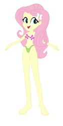 Size: 308x618 | Tagged: safe, artist:jacob-van-antwerp, imported from derpibooru, fluttershy, equestria girls, barefoot, base used, belly, belly button, bikini, clothes, feet, female, simple background, solo, swimsuit, white background