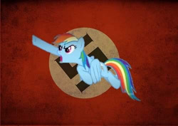 Size: 500x354 | Tagged: safe, imported from twibooru, rainbow dash, altbrony, brony, fascism, fascist, hatred, image, mlpol, my little pony, nazi, nazi flag, needs more jpeg