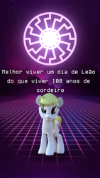 Size: 520x924 | Tagged: safe, editor:dpr, imported from twibooru, oc, oc:aryanne, altbrony, black sun, brazilian portuguese, brony, fascism, fascist, fashwave, image, mlpol, my little pony, nazi, png, sonnenrad