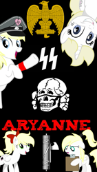 Size: 497x883 | Tagged: safe, edit, editor:dpr, imported from twibooru, oc, oc:aryanne, oc:franziska, oc:kyrie, oc:luftkrieg, pony, altbrony, brony, fasces, fascism, fascist, fascist symbol, image, mlpol, my little pony, nazi, png, totenkopf, wallpaper, wallpaper edit