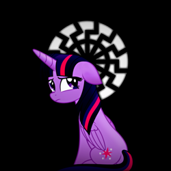 Size: 924x924 | Tagged: safe, editor:dpr, imported from twibooru, twilight sparkle, altbrony, black sun, brony, fascism, fascist, image, mlpol, my little pony, nazi, neo nazi, png, sonnenrad