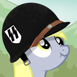 Size: 924x924 | Tagged: safe, editor:dpr, imported from twibooru, derpy hooves, pegasus, pony, altbrony, brony, fascism, fascist, helmet, image, mlpol, my little pony, nazi, nazi symbol, neo nazi, png, scrunchy face