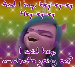 Size: 605x540 | Tagged: safe, artist:biker dash, edit, edited screencap, imported from ponybooru, screencap, izzy moonbow, unicorn, meme, my little pony: make your mark, singing