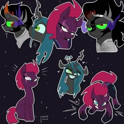 Size: 715x715 | Tagged: safe, artist:sickbelle, imported from derpibooru, king sombra, queen chrysalis, tempest shadow