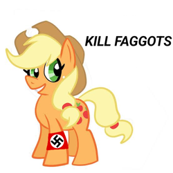 Size: 554x554 | Tagged: safe, artist:dpr, imported from twibooru, applejack, pony, altbrony, anti lgbt, based, brony, hatred, homophobia, image, my little pony, nazi, nazi symbol, png, swastika