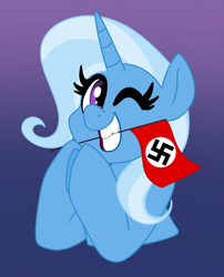 Size: 1724x2137 | Tagged: safe, artist:dpr, imported from twibooru, trixie, pony, unicorn, altbrony, anti lgbt, based, brony, fascism, fascist, homophobia, image, my little pony, nazi, nazi flag, neo nazi, png, transphobia