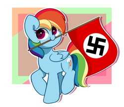 Size: 3928x3401 | Tagged: safe, artist:dpr, imported from twibooru, rainbow dash, pegasus, pony, altbrony, anti lgbt, based, brony, flag, homophobia, image, my little pony, nazi, nazi flag, png, transphobia