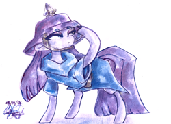 Size: 8508x6144 | Tagged: safe, artist:mannybcadavera, imported from derpibooru, maud pie, earth pony, pony, absurd file size, absurd resolution, female, helmet, looking up, mare, pickelhaube, simple background, solo, traditional art, watercolor painting, white background