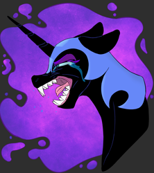 Size: 3007x3388 | Tagged: safe, artist:2hrnap, imported from derpibooru, nightmare moon, bust, crying, portrait, sharp teeth, teeth