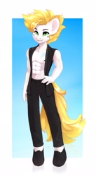 Size: 1119x2048 | Tagged: safe, artist:shooshaa, oc, oc only, anthro, unguligrade anthro, clothes, male, shoes