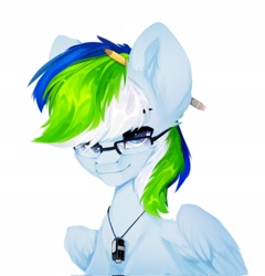 Size: 1969x2048 | Tagged: safe, artist:shooshaa, oc, oc only, pony, bust, glasses, looking at you, male, pencil, stallion, whistle